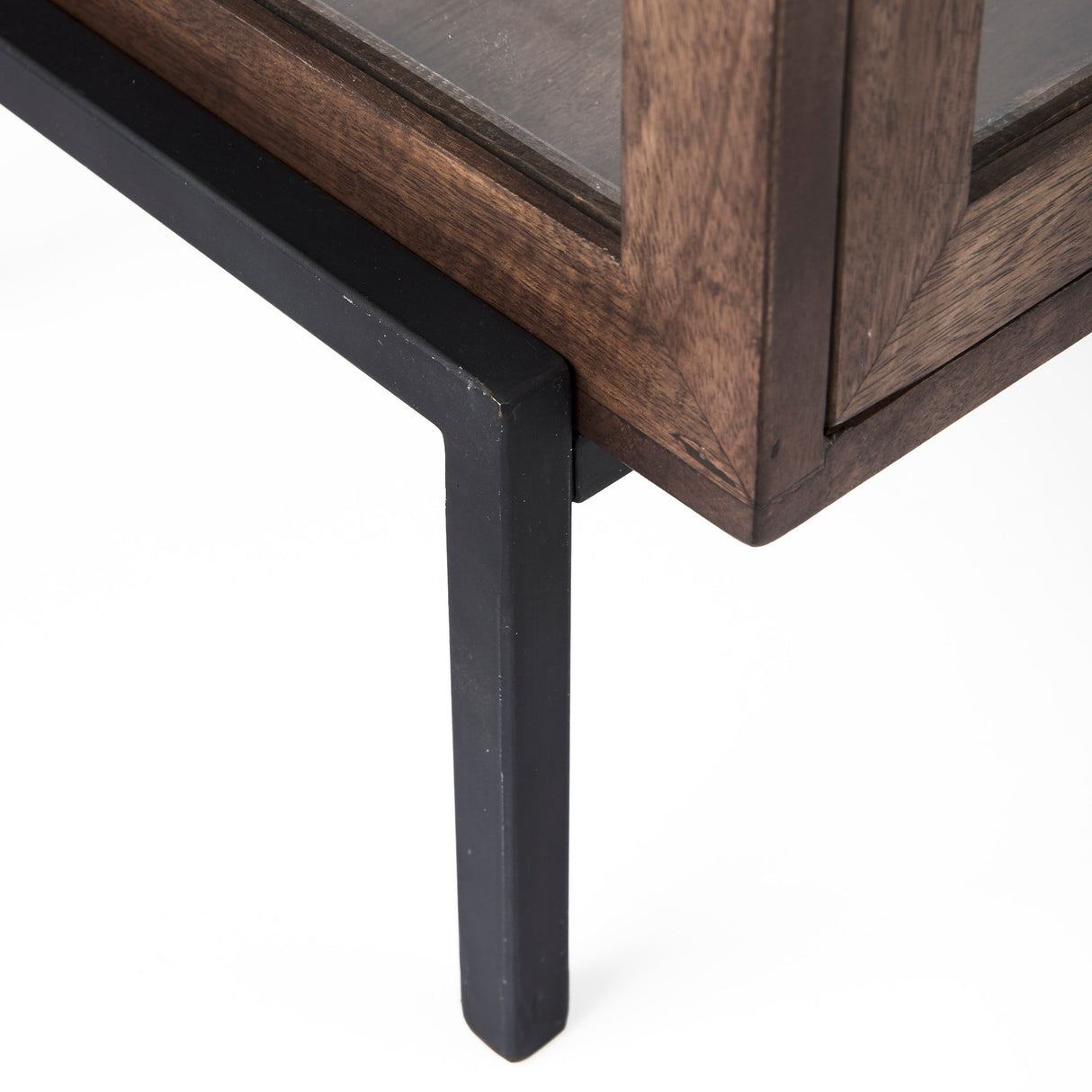 Arelius 20L x 18W x 26H Medium Brown Wood W/ Black Metal Frame End/Side Table from Mercana - Luna Furniture