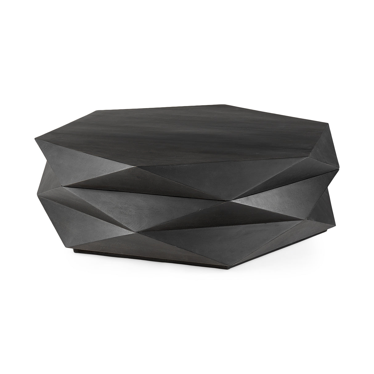 Arreto 48" Black Solid Wood Hexagonal Storage Coffee Table from Mercana - Luna Furniture