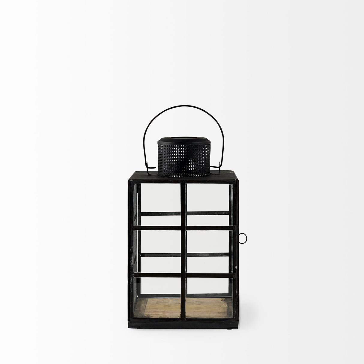 Gamfield 6.1L x 6.1W x 10.6H Small Black Metal and Glass Lantern from Mercana - Luna Furniture