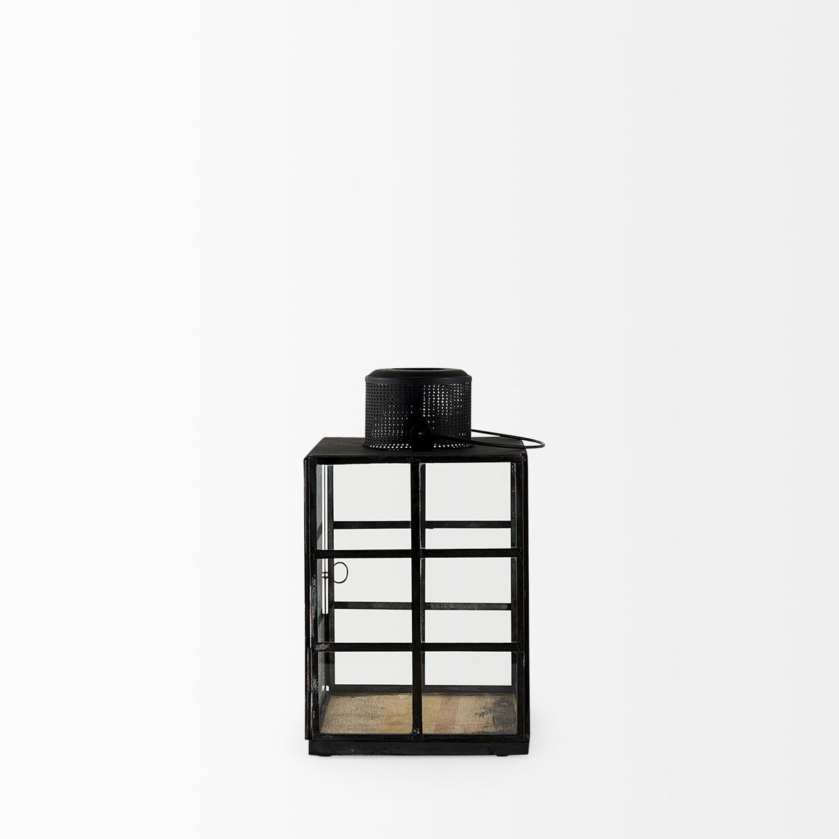 Gamfield 6.1L x 6.1W x 10.6H Small Black Metal and Glass Lantern from Mercana - Luna Furniture