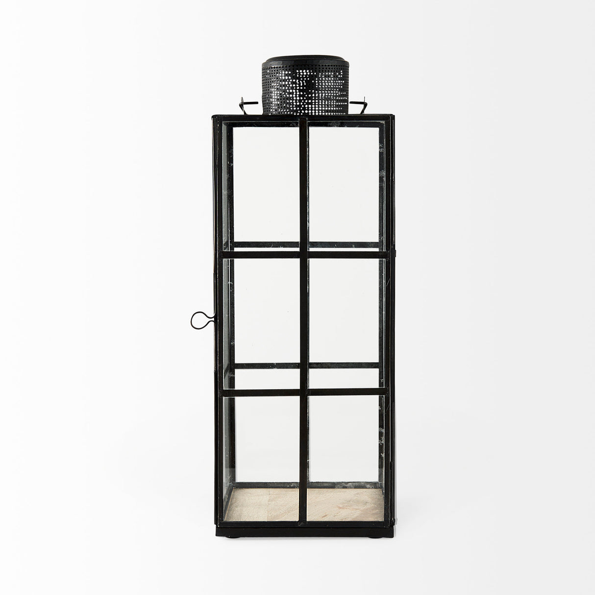 Gamfield 6.1L x 6.1W x 16.7H Large Black Metal and Glass Lantern from Mercana - Luna Furniture