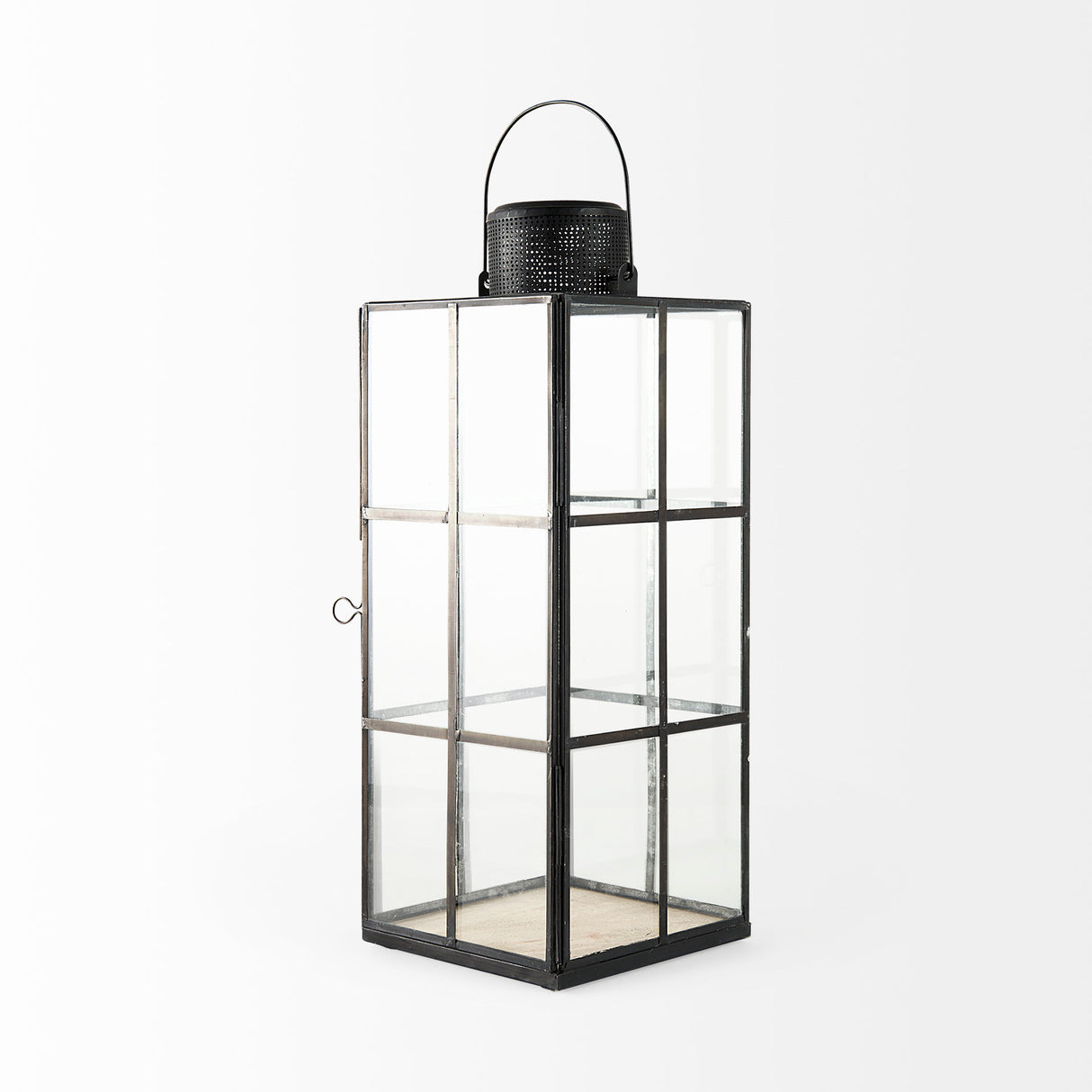 Gamfield 6.1L x 6.1W x 16.7H Large Black Metal and Glass Lantern from Mercana - Luna Furniture