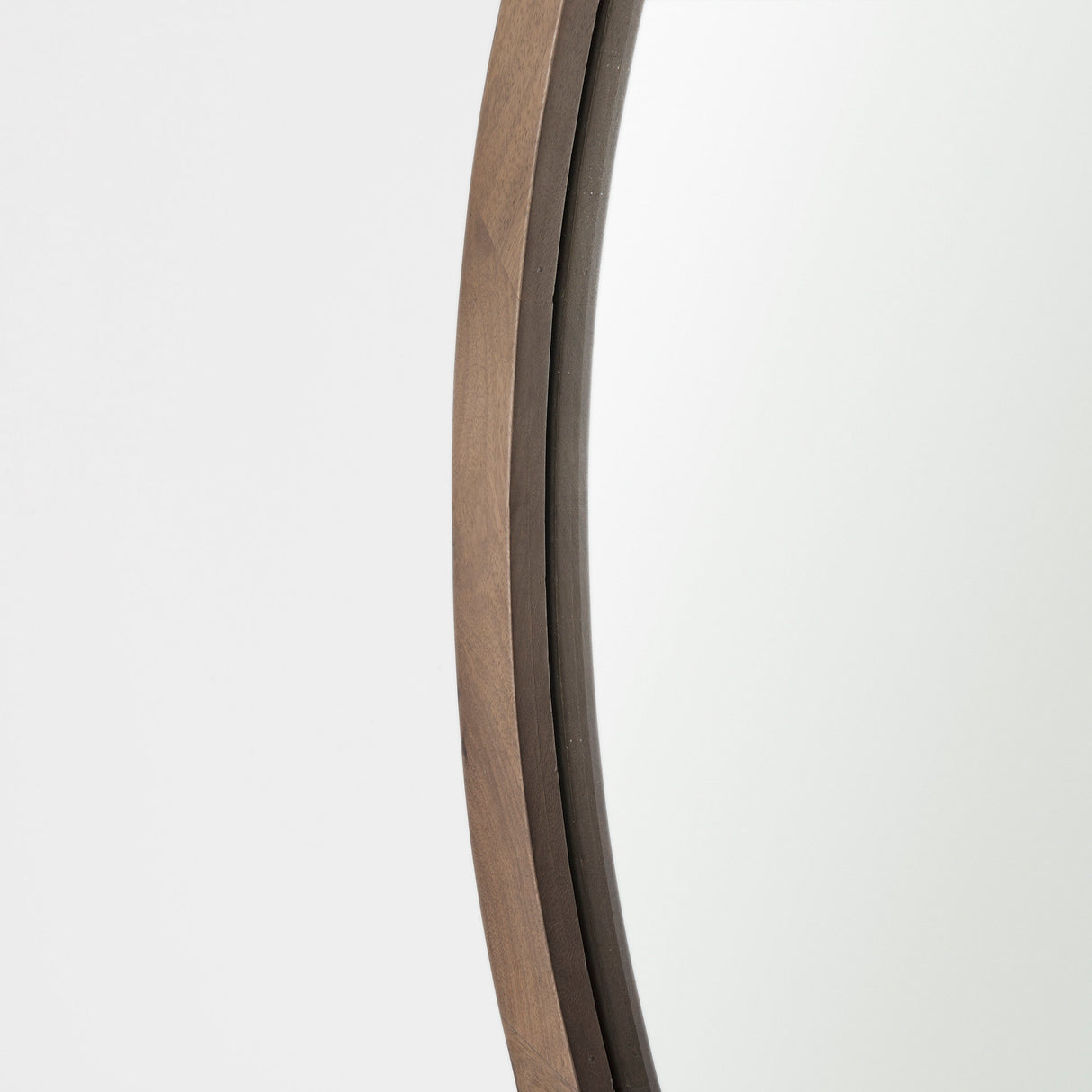 Gambit 46" Round Light Brown Wood Frame Wall Mirror from Mercana - Luna Furniture