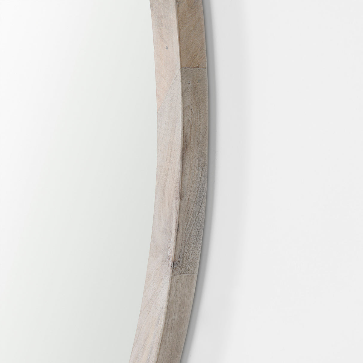Gambit 46" Round White Wash Wood Frame Wall Mirror from Mercana - Luna Furniture