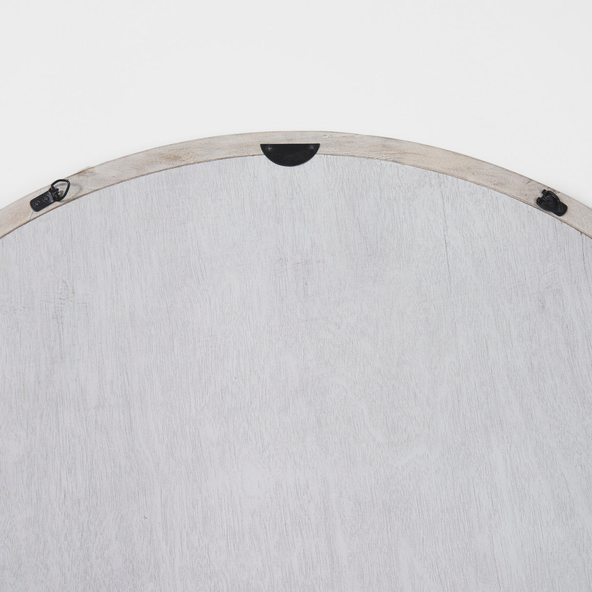 Gambit 46" Round White Wash Wood Frame Wall Mirror from Mercana - Luna Furniture