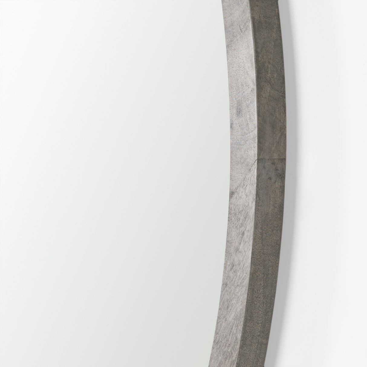 Gambit 46" Round Gray Wash Wood Frame Wall Mirror from Mercana - Luna Furniture