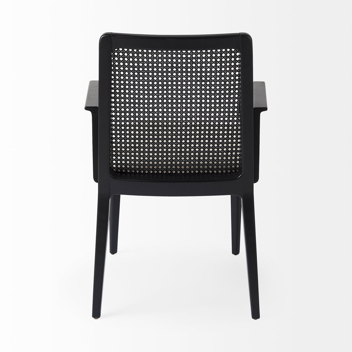 Clara Black Wood W/ Cream Fabric Seat and Cane Back Dining Chair from Mercana - Luna Furniture