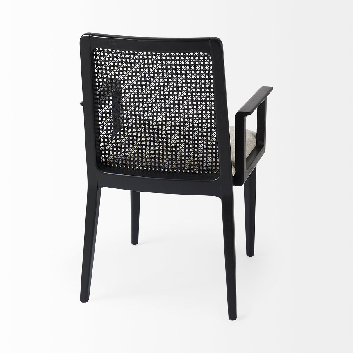 Clara Black Wood W/ Cream Fabric Seat and Cane Back Dining Chair from Mercana - Luna Furniture