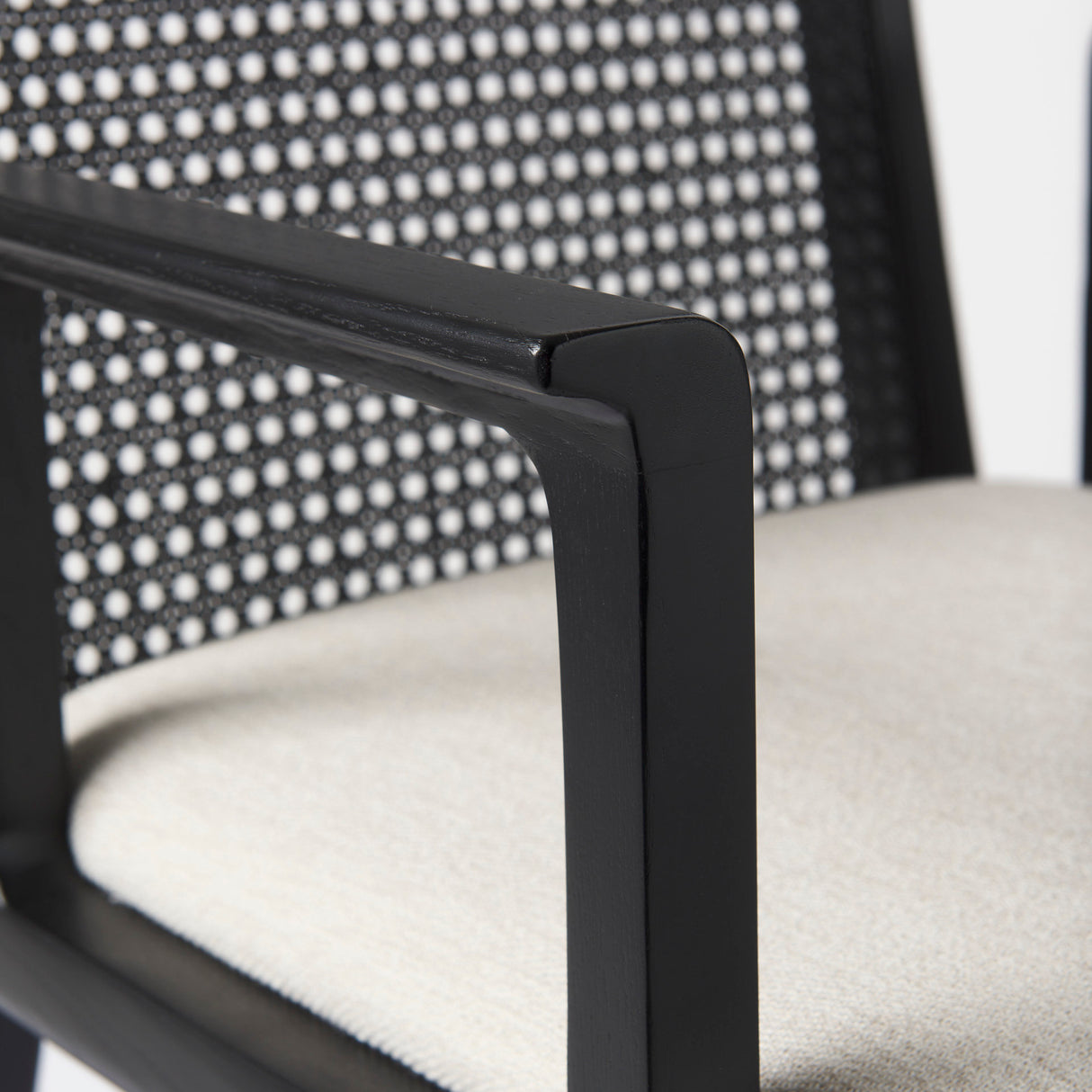 Clara Black Wood W/ Cream Fabric Seat and Cane Back Dining Chair from Mercana - Luna Furniture