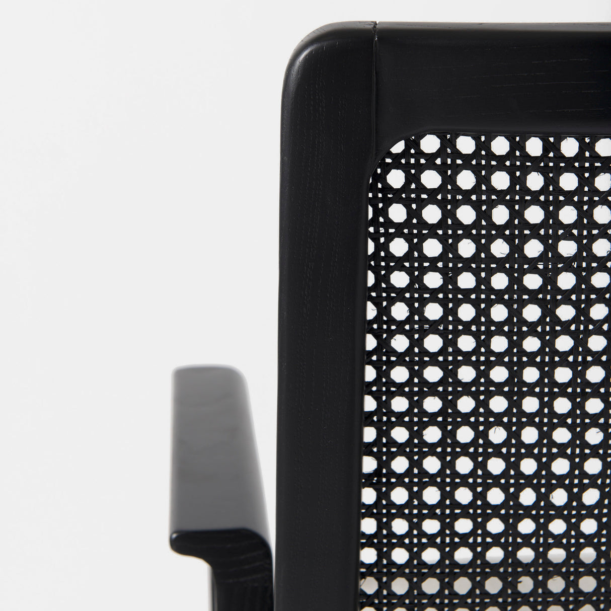 Clara Black Wood W/ Cream Fabric Seat and Cane Back Dining Chair from Mercana - Luna Furniture