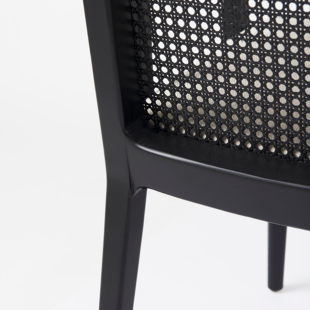 Clara Black Wood W/ Cream Fabric Seat and Cane Back Dining Chair from Mercana - Luna Furniture