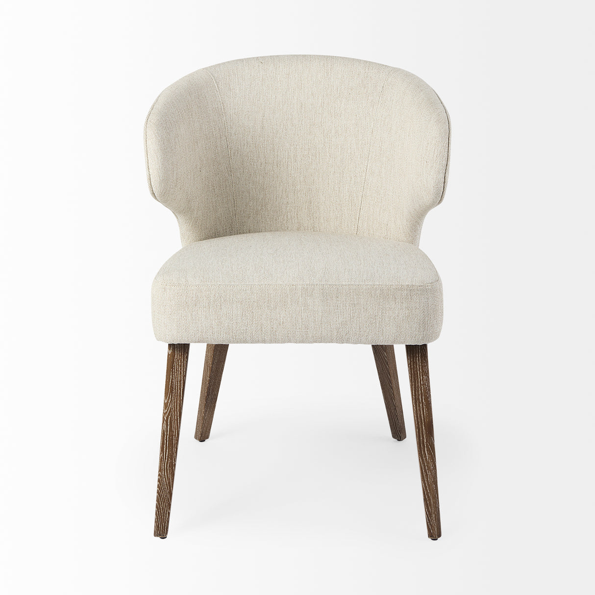 Niles 22.5L x 24.0W x 32.0H Cream Fabric Seat W/ Medium Brown Wooden Legs Wingback Dining Chair from Mercana - Luna Furniture