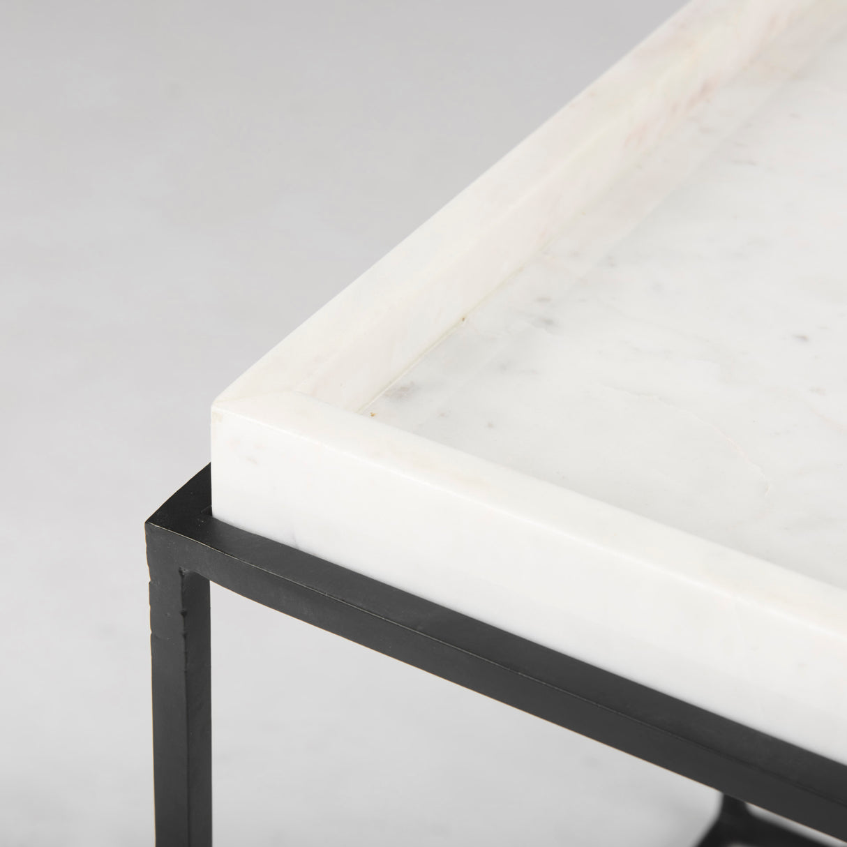 Nathan II 18" x 20" Square Top White Marble and Black Metal End/Side Table from Mercana - Luna Furniture