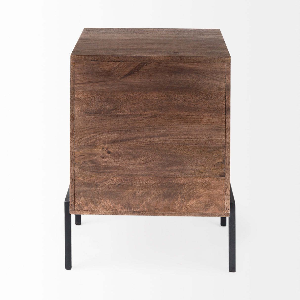 Arelius 20L x 18W x 26H Medium Brown Wood W/ Black Metal Frame End/Side Table from Mercana - Luna Furniture