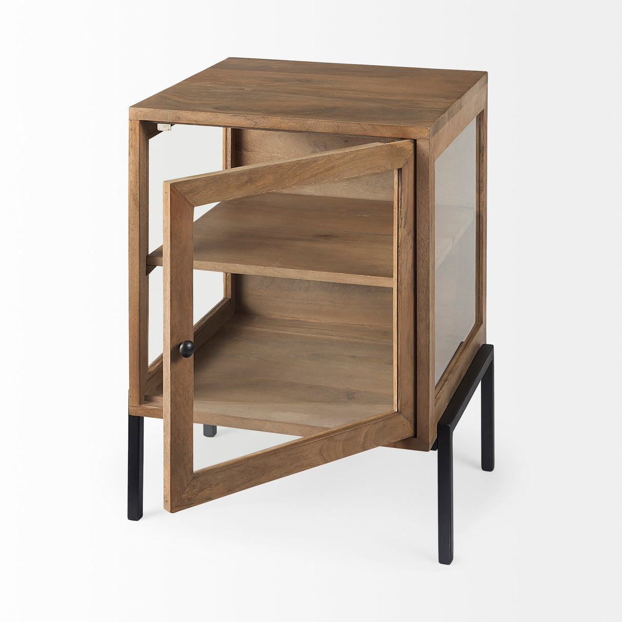 Arelius 20L x 18W x 26H Light Brown Wood W/ Black Metal Frame End/Side Table from Mercana - Luna Furniture