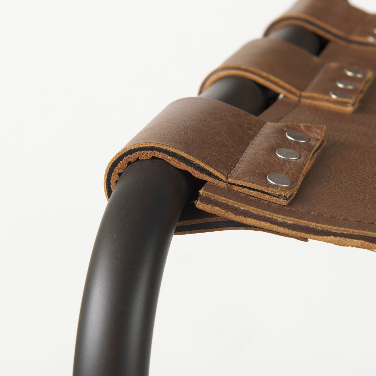 Berbick 43" Total Height Medium Brown Leather w/ Iron Frame Bar Stool from Mercana - Luna Furniture