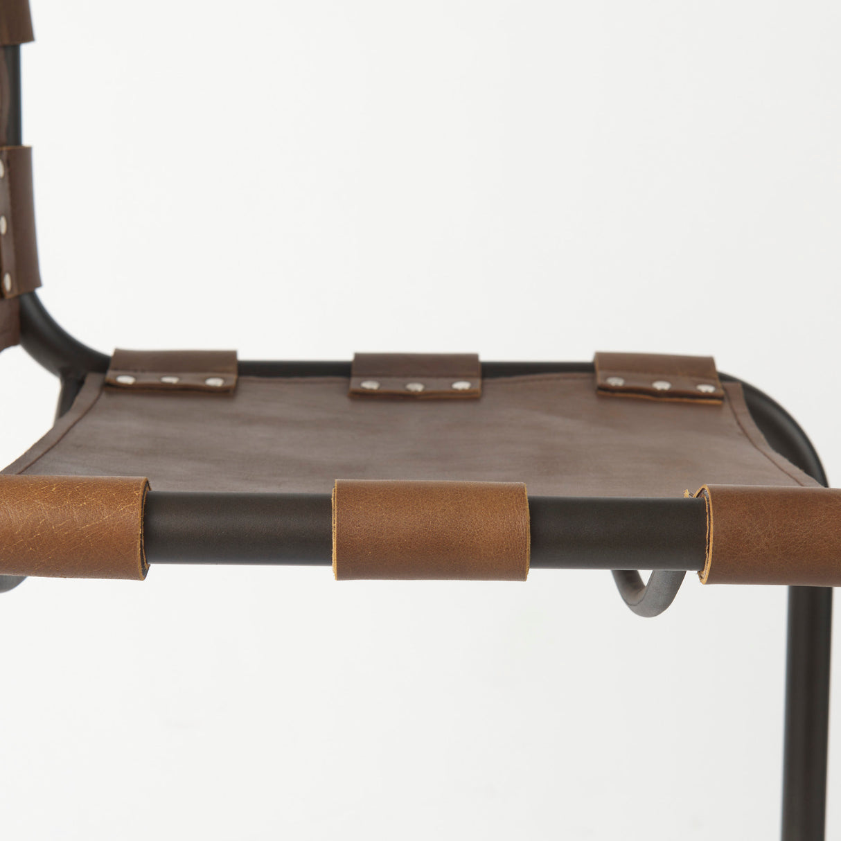Berbick 43" Total Height Medium Brown Leather w/ Iron Frame Bar Stool from Mercana - Luna Furniture