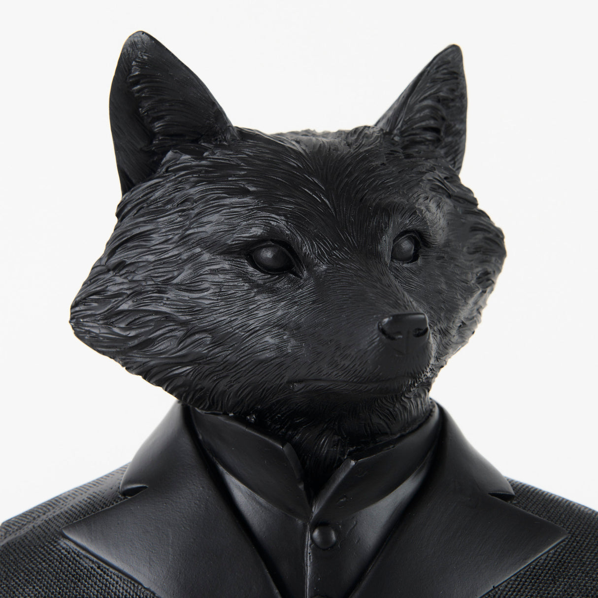 Murray 6.0L x 4.5W x 13.0H Black Painted Resin Fox in a Suit Bust from Mercana - Luna Furniture