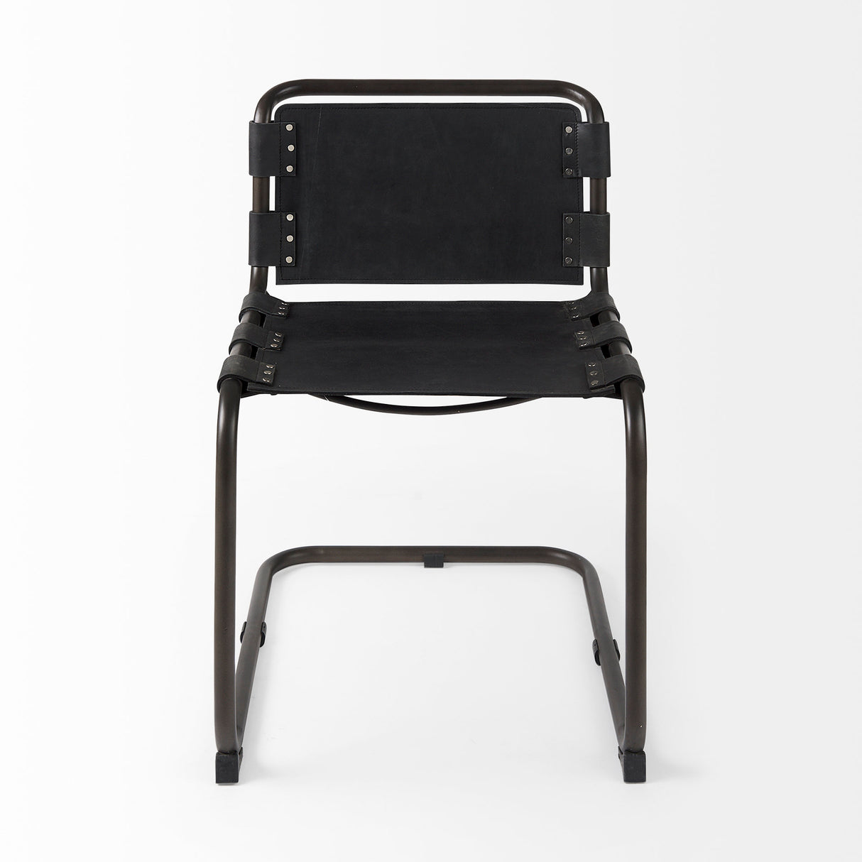 Berbick 33" Total Height Black Leather w/ Iron Frame Dining Chair from Mercana - Luna Furniture