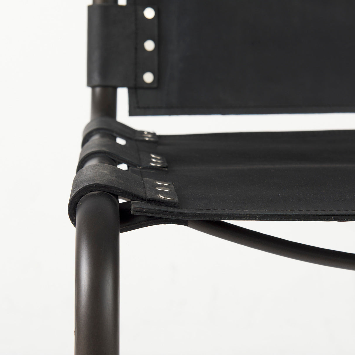 Berbick 33" Total Height Black Leather w/ Iron Frame Dining Chair from Mercana - Luna Furniture