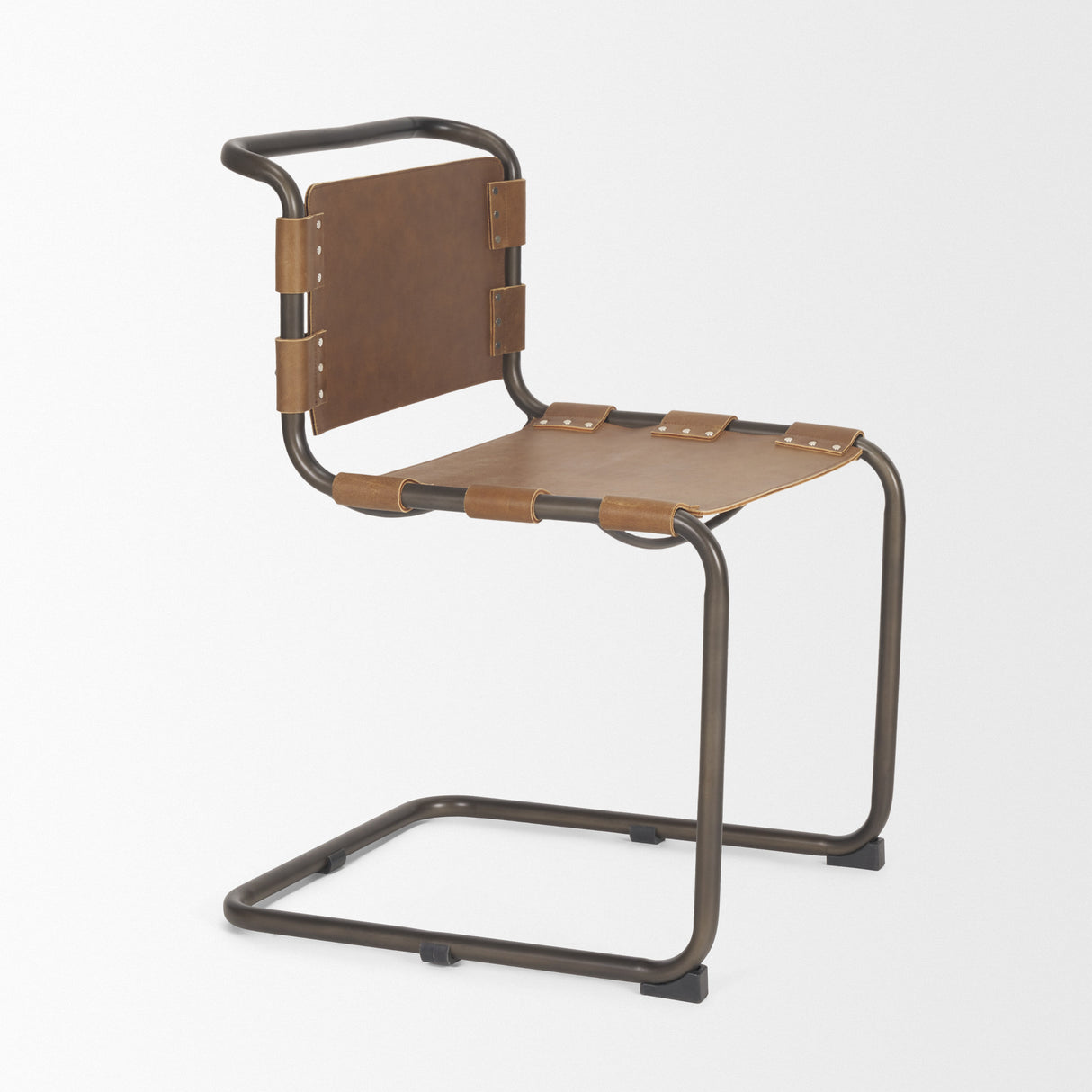 Berbick 33" Total Height Medium Brown Leather w/ Iron Frame Dining Chair from Mercana - Luna Furniture