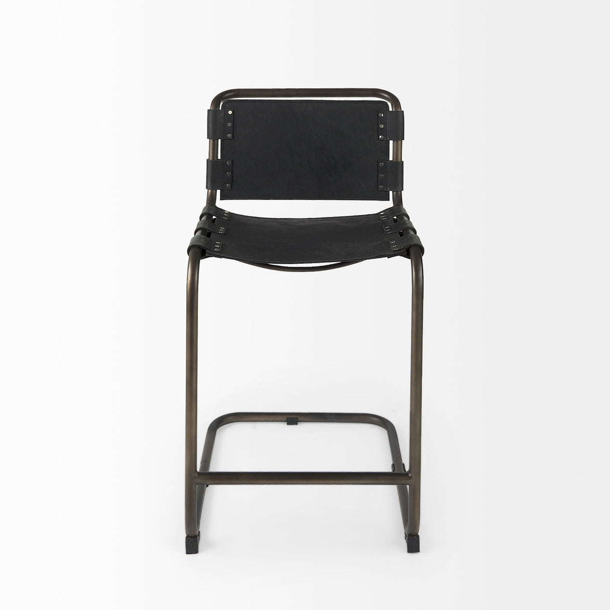 Berbick 21L x 25W x 38H Black Leather W/ Iron Frame Counter Stool from Mercana - Luna Furniture
