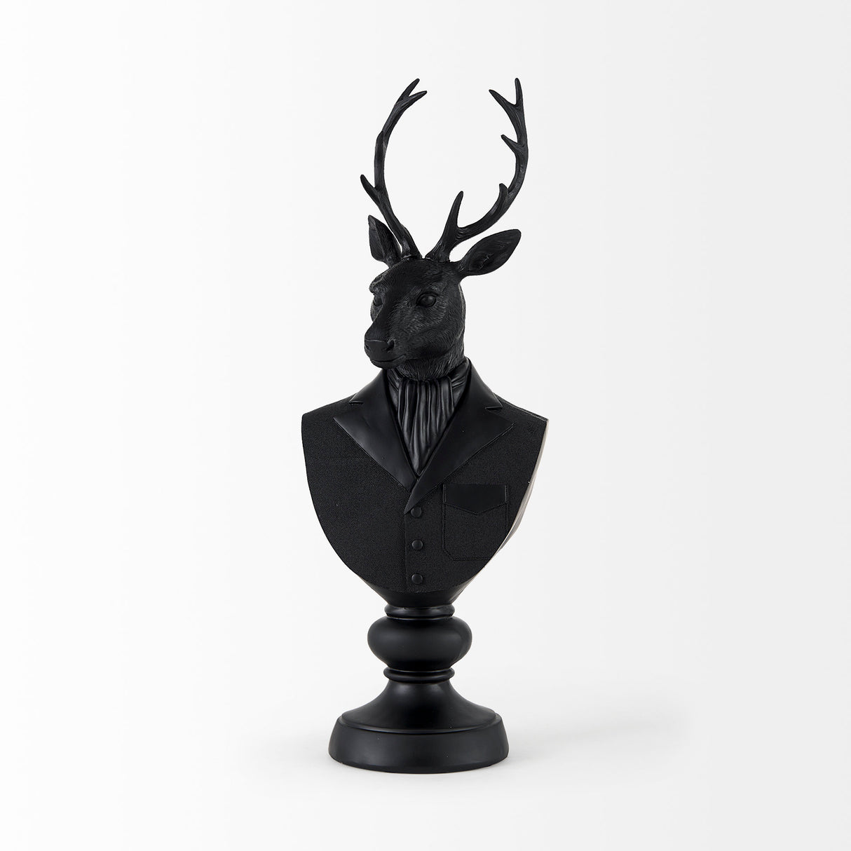 Mozart 8.2L x 6.0W x 22.5H Black Painted Resin Deer Bust from Mercana - Luna Furniture