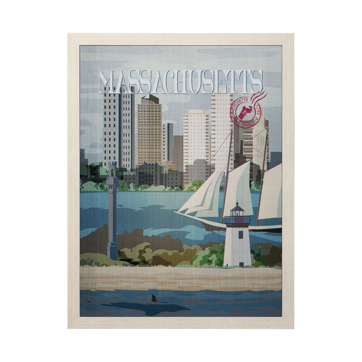 Massachusetts Go USA (L) by Mercana Studio a Hand Embellished Decograph Framed Art Print from Mercana - Luna Furniture