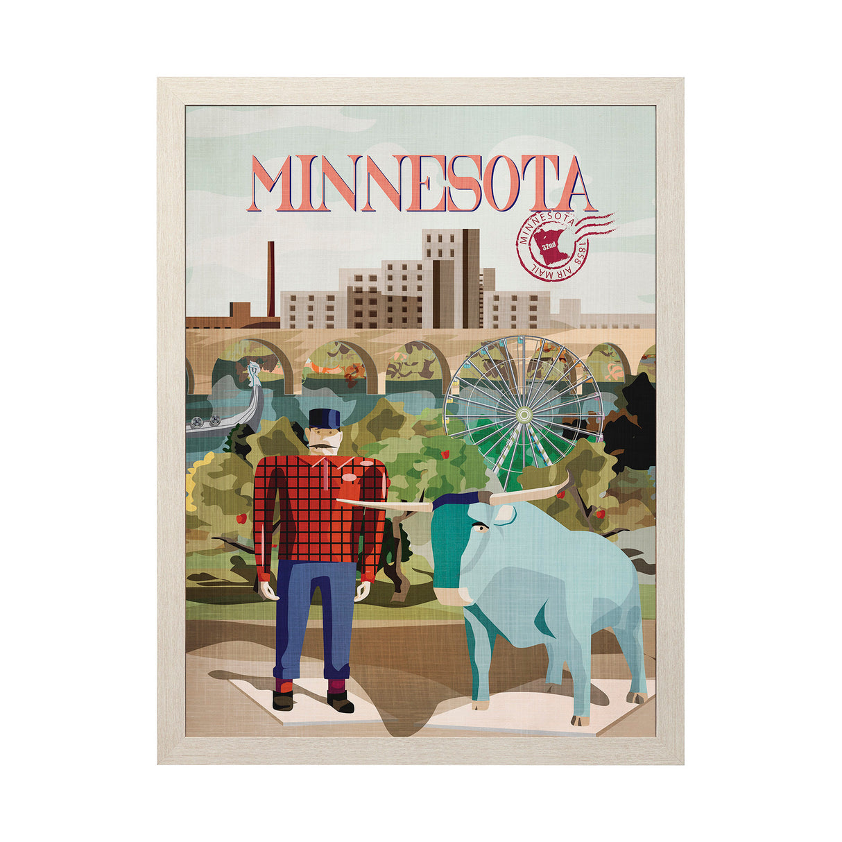 Minnesota Go USA (L) by Mercana Studio a Hand Embellished Decograph Framed Art Print from Mercana - Luna Furniture