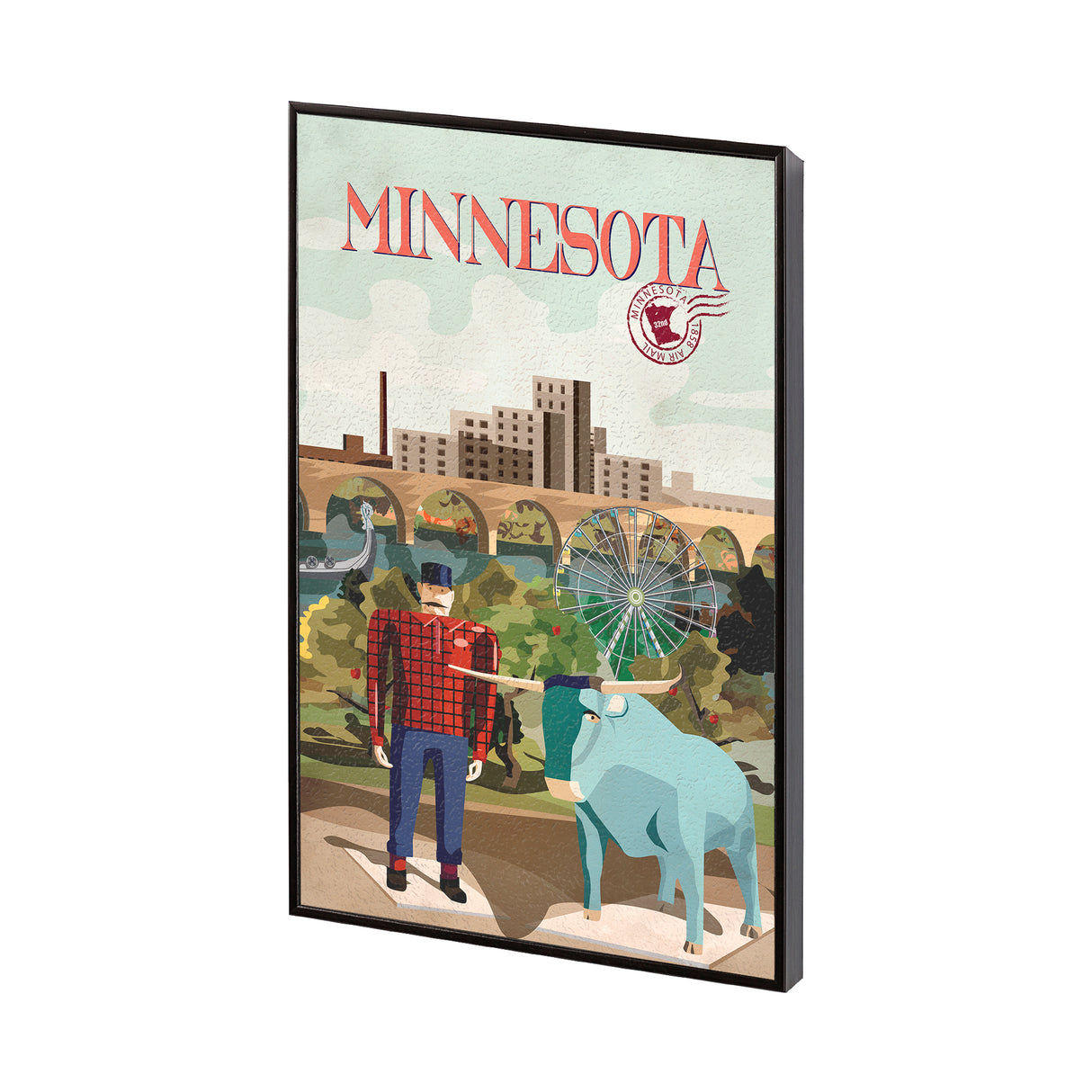 Minnesota Go USA (SM) by Mercana Studio a Hand Embellished Decograph Framed Art Print from Mercana - Luna Furniture