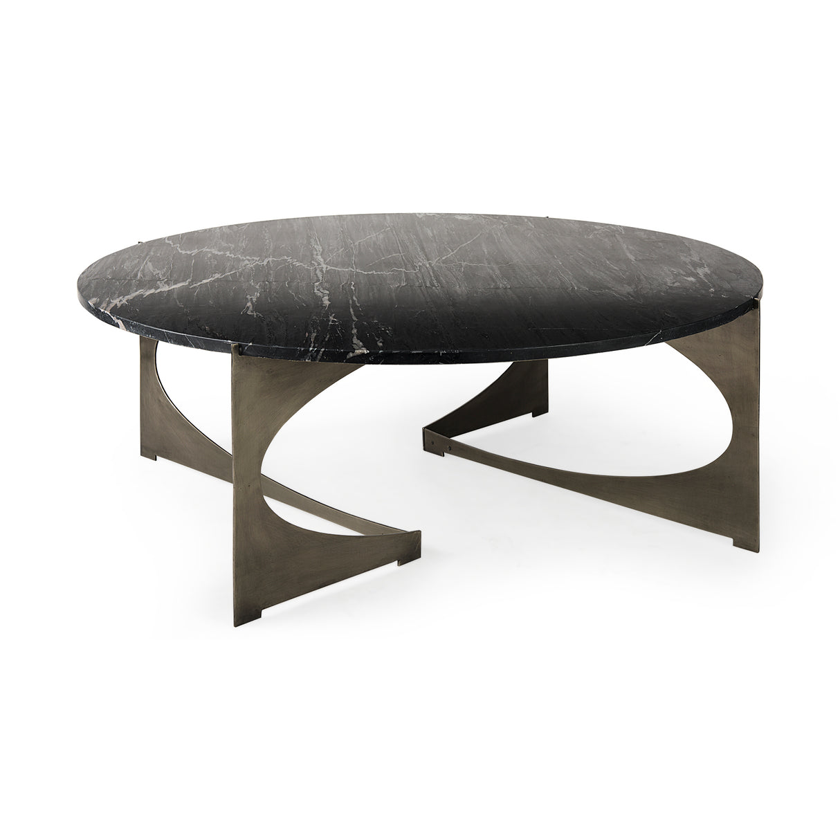 Reinhold III Black Marble Top Iron Coffee Table from Mercana - Luna Furniture