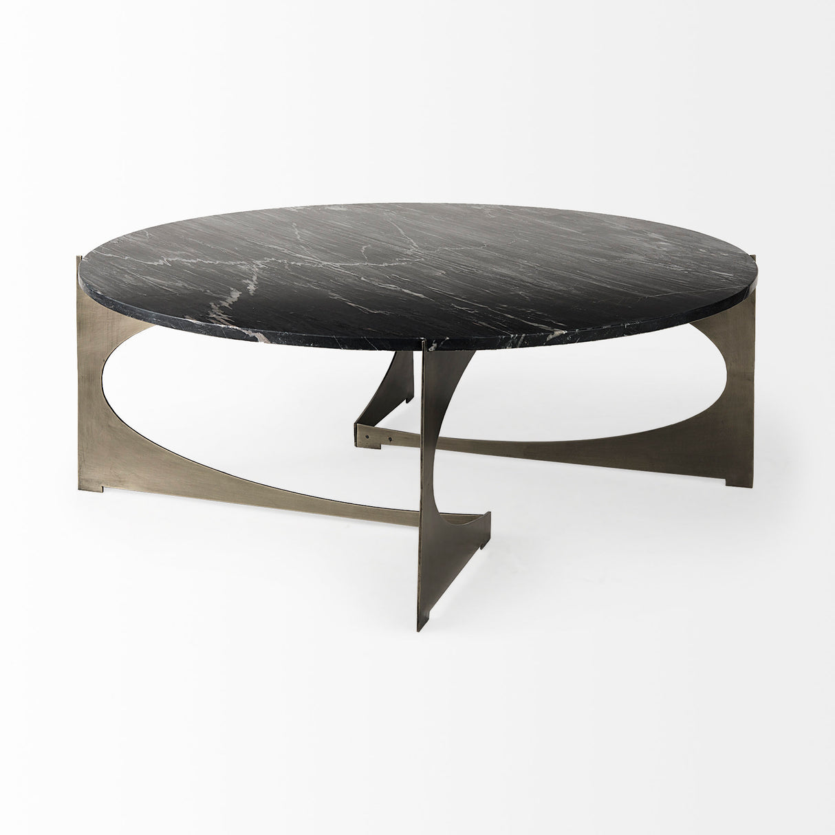 Reinhold III Black Marble Top Iron Coffee Table from Mercana - Luna Furniture
