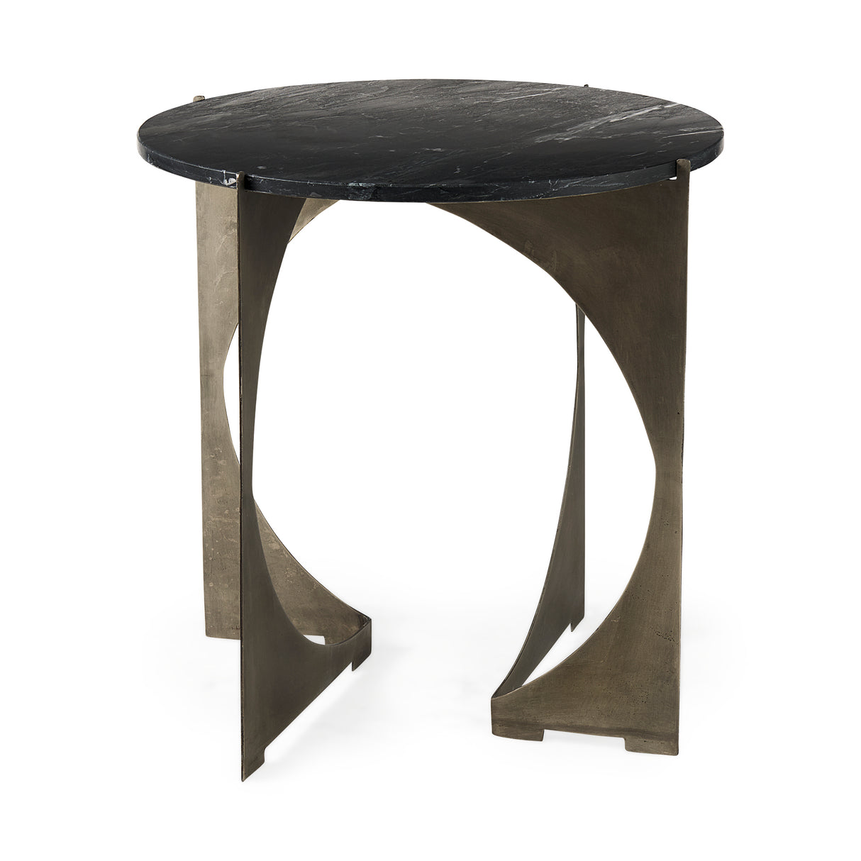 Reinhold II 21L x 21W x 21H Black Marble Top Iron Side Table from Mercana - Luna Furniture