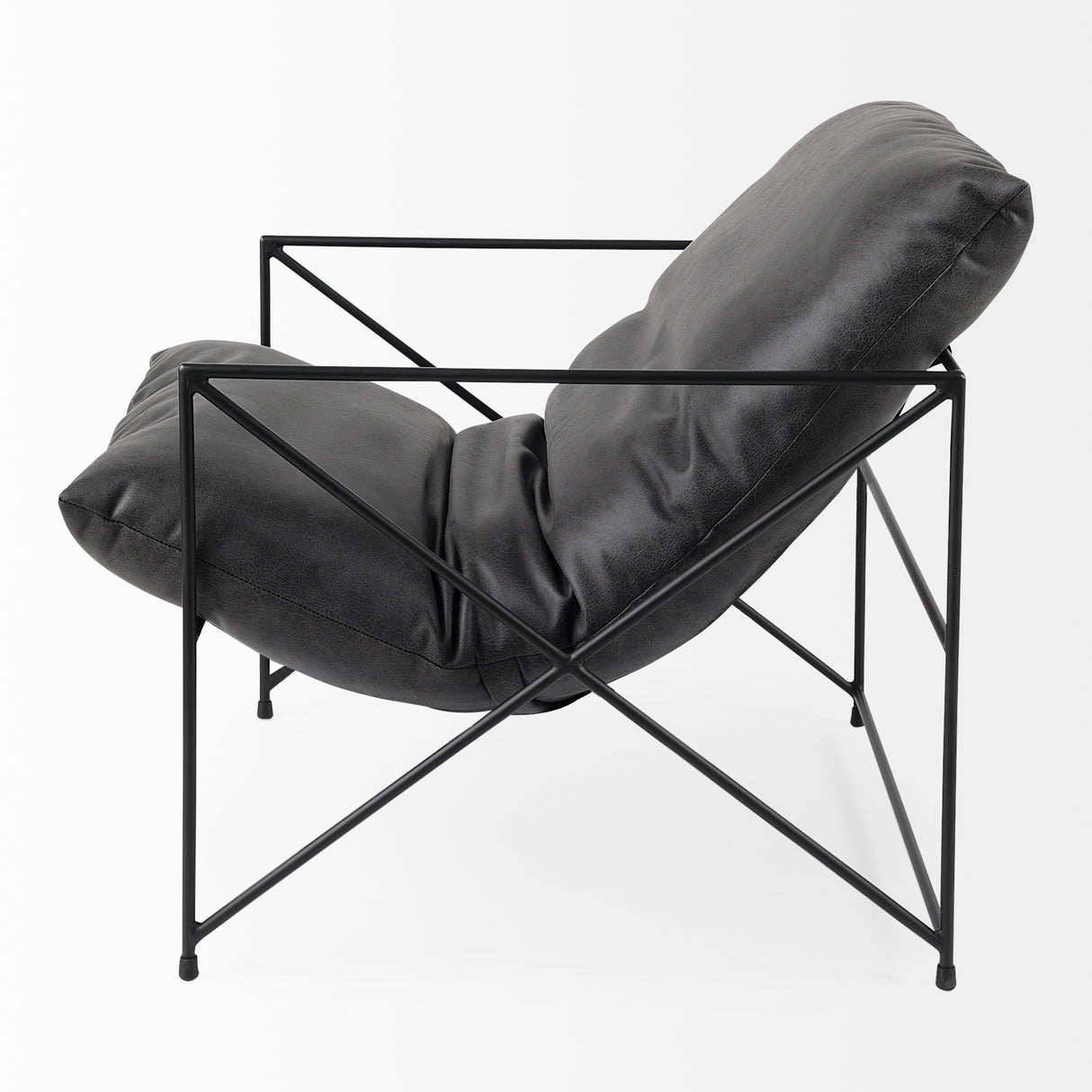 Leonidas 28.5L x 29.5W x 34.0H Black Faux Leather Seat W/ Black Metal Frame Accent Chair from Mercana - Luna Furniture