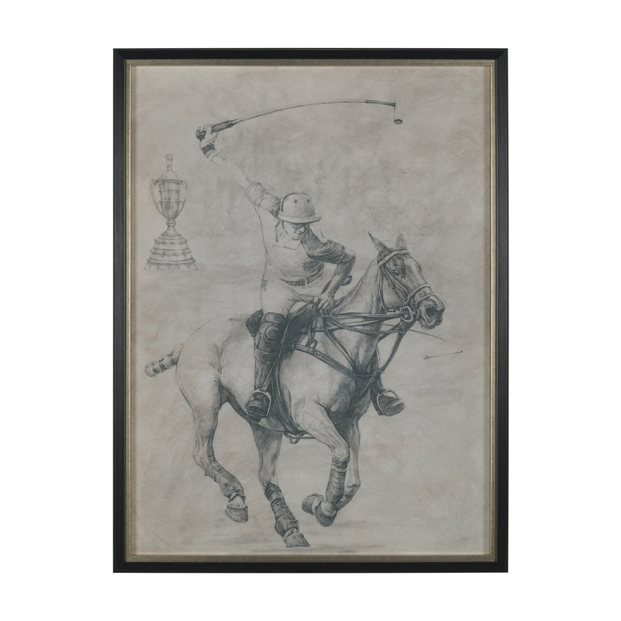 Polo Player I by Mercana Studio a Hand Embellished Textured Framed Art Print Matted under Glass from Mercana - Luna Furniture