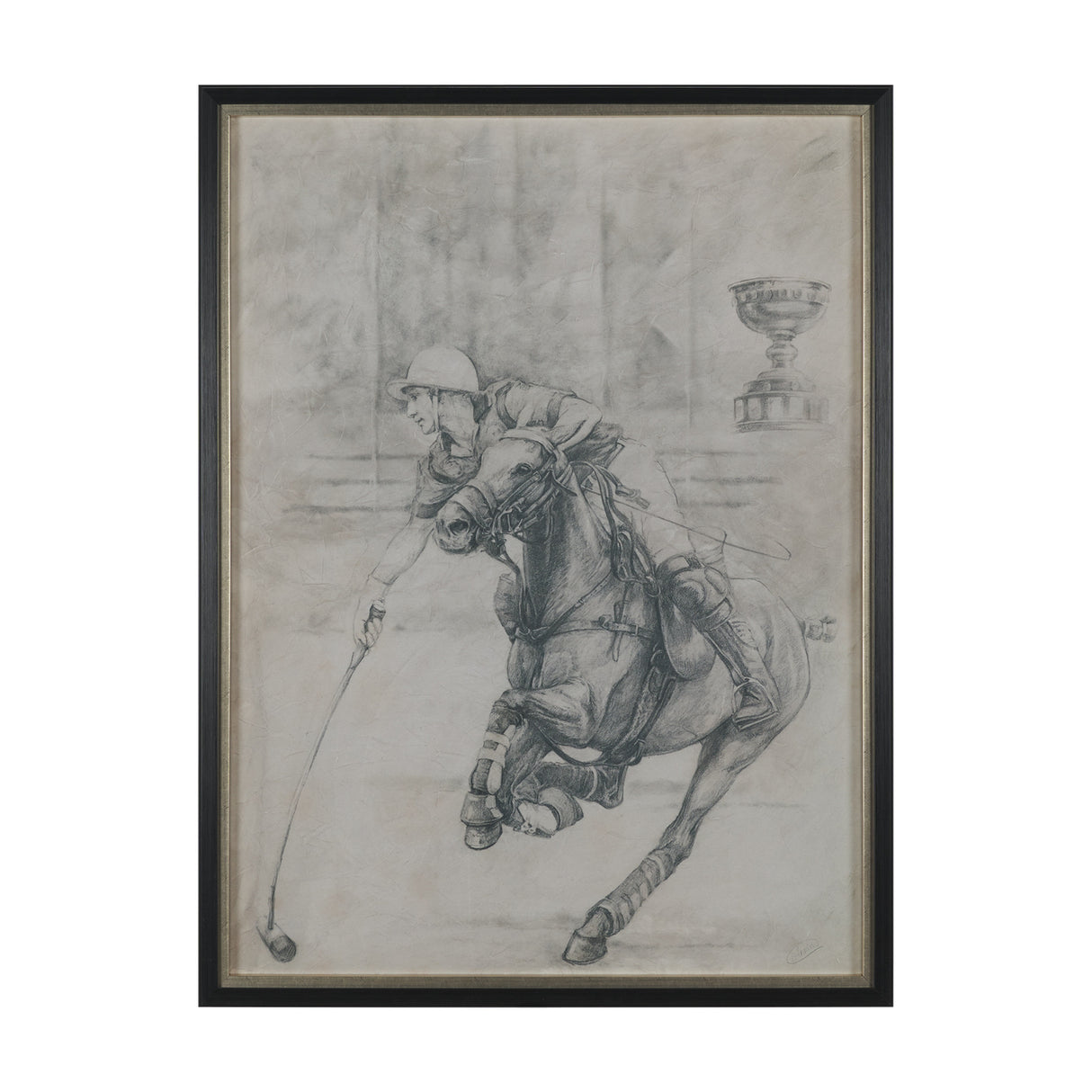 Polo Player II by Mercana Studio a Hand Embellished Textured Framed Art Print Matted under Glass from Mercana - Luna Furniture