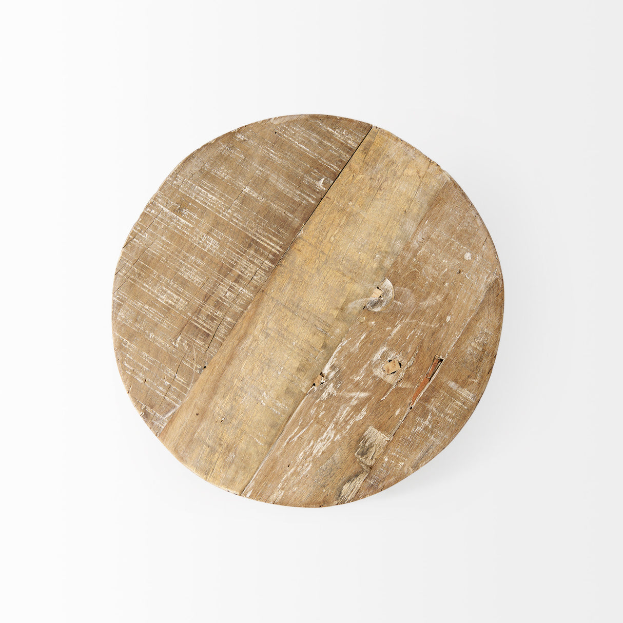 Cedric 15L x 15W x 6H Round Light Brown Wood w/ Black Metal Legs Decorative Display Stand from Mercana - Luna Furniture