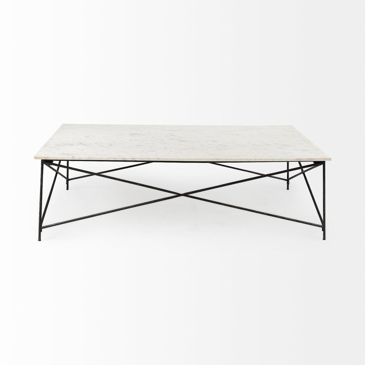 Lorlei I 53.0 X 35.0 X 15.5 White Marble Top W/ X-Shaped Gray Iron Base Coffee Table from Mercana - Luna Furniture