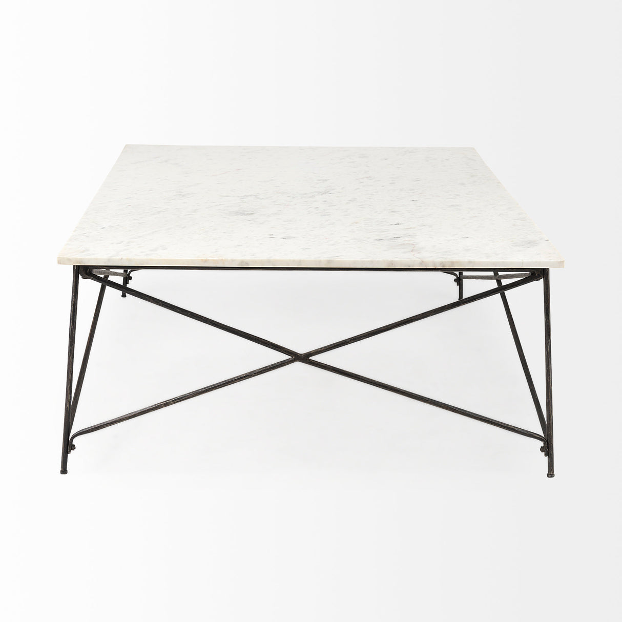 Lorlei I 53.0 X 35.0 X 15.5 White Marble Top W/ X-Shaped Gray Iron Base Coffee Table from Mercana - Luna Furniture