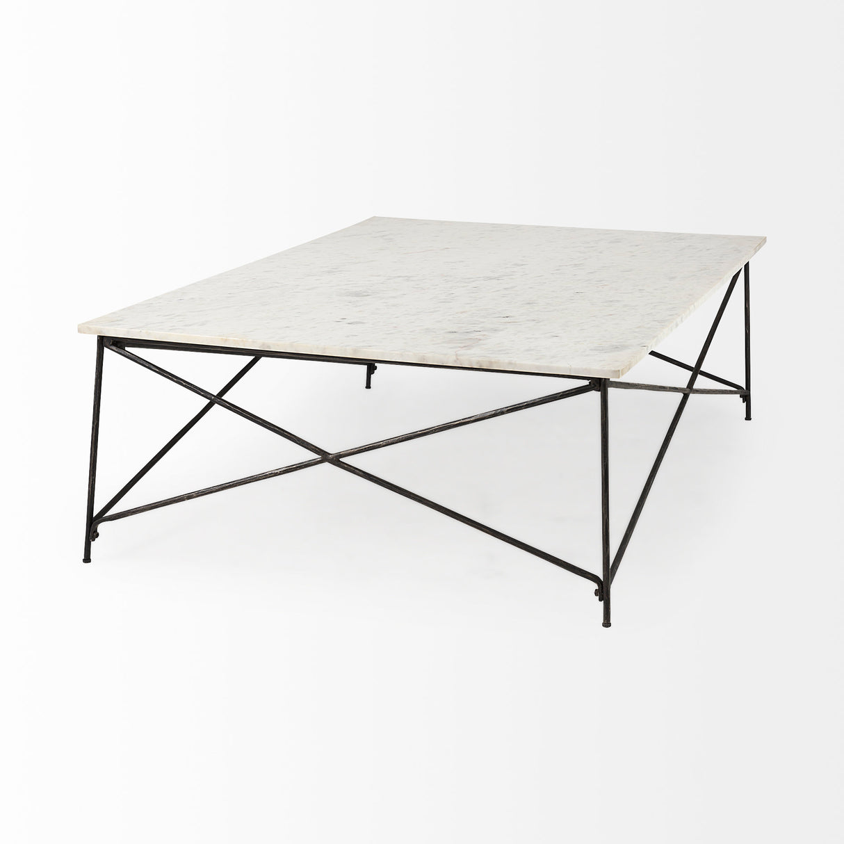 Lorlei I 53.0 X 35.0 X 15.5 White Marble Top W/ X-Shaped Gray Iron Base Coffee Table from Mercana - Luna Furniture