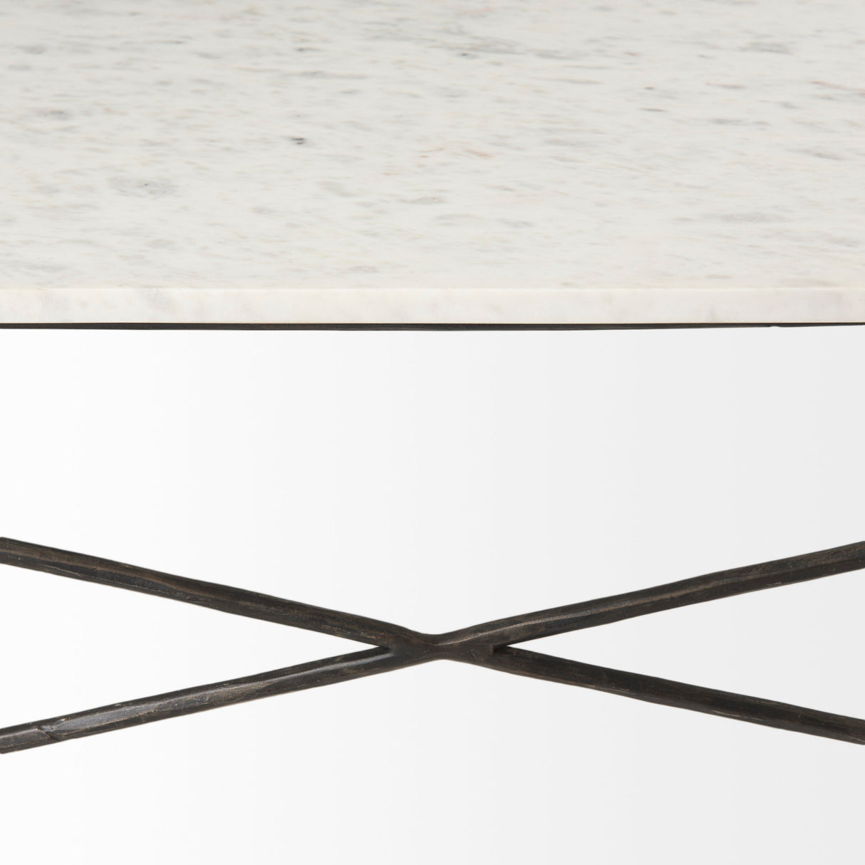 Lorlei I 53.0 X 35.0 X 15.5 White Marble Top W/ X-Shaped Gray Iron Base Coffee Table from Mercana - Luna Furniture