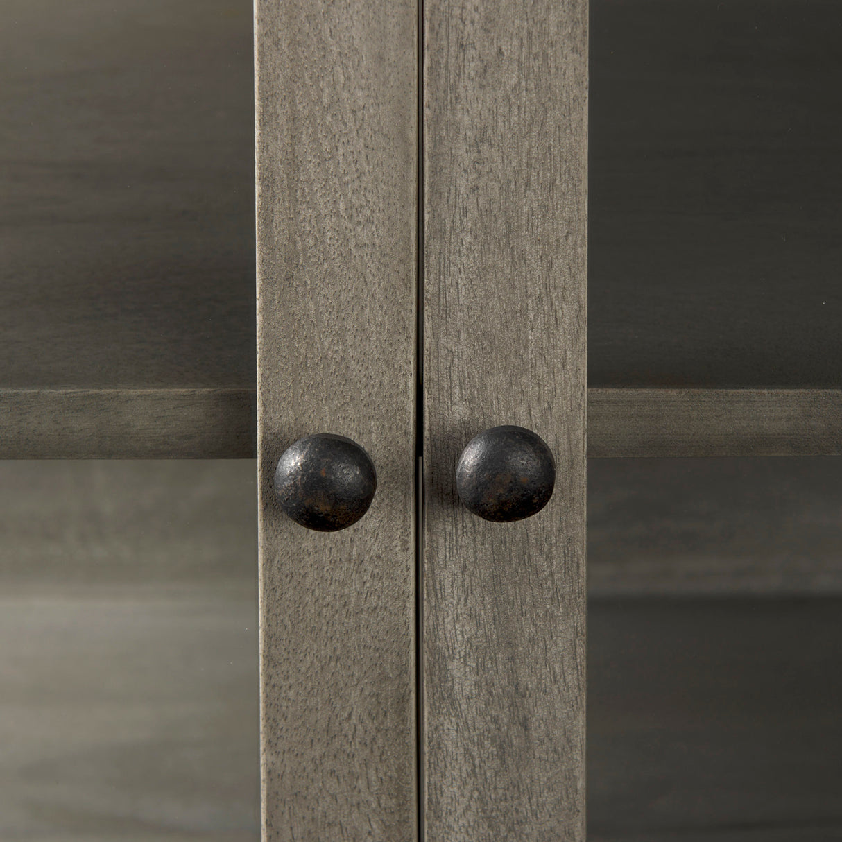 Arelius 36L x 18W x 32H Gray Wood, Black Metal Base w/ 2 Glass Doors Accent Cabinet from Mercana - Luna Furniture