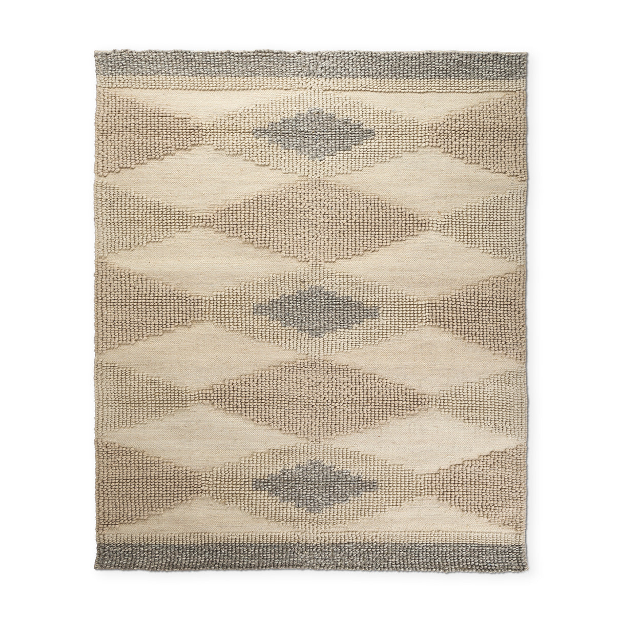 Emory 8x10 Gray Wool Hand Woven Diamond Patterned Rug from Mercana - Luna Furniture