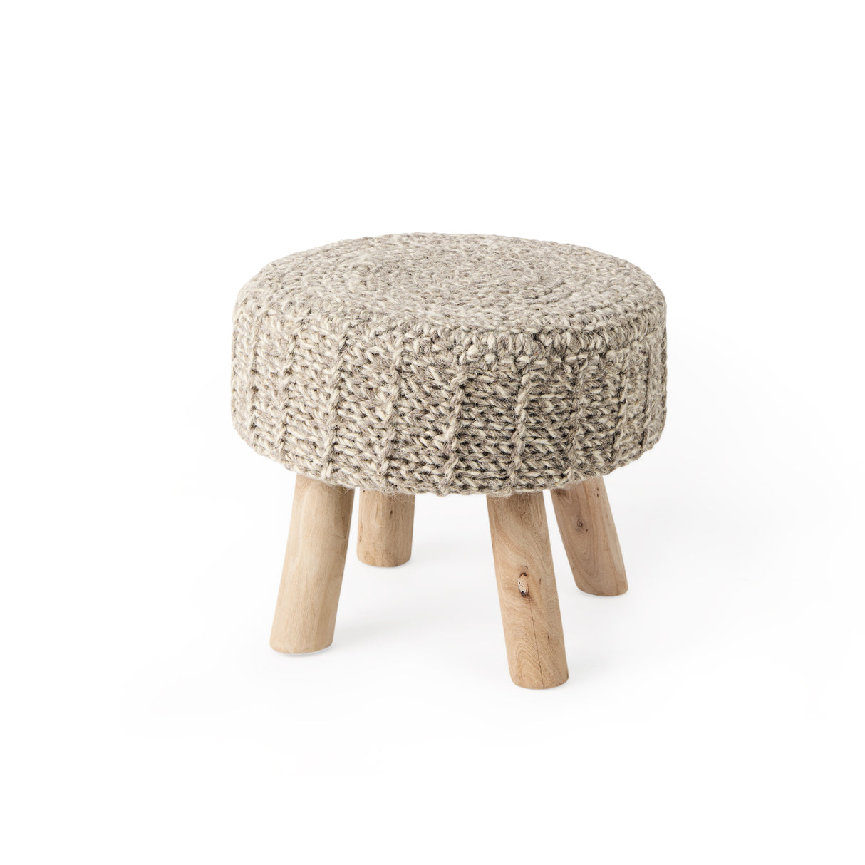Bina 19.0L x 19.0W x 15.0H Taupe 4 Legged Wool Stool from Mercana - Luna Furniture