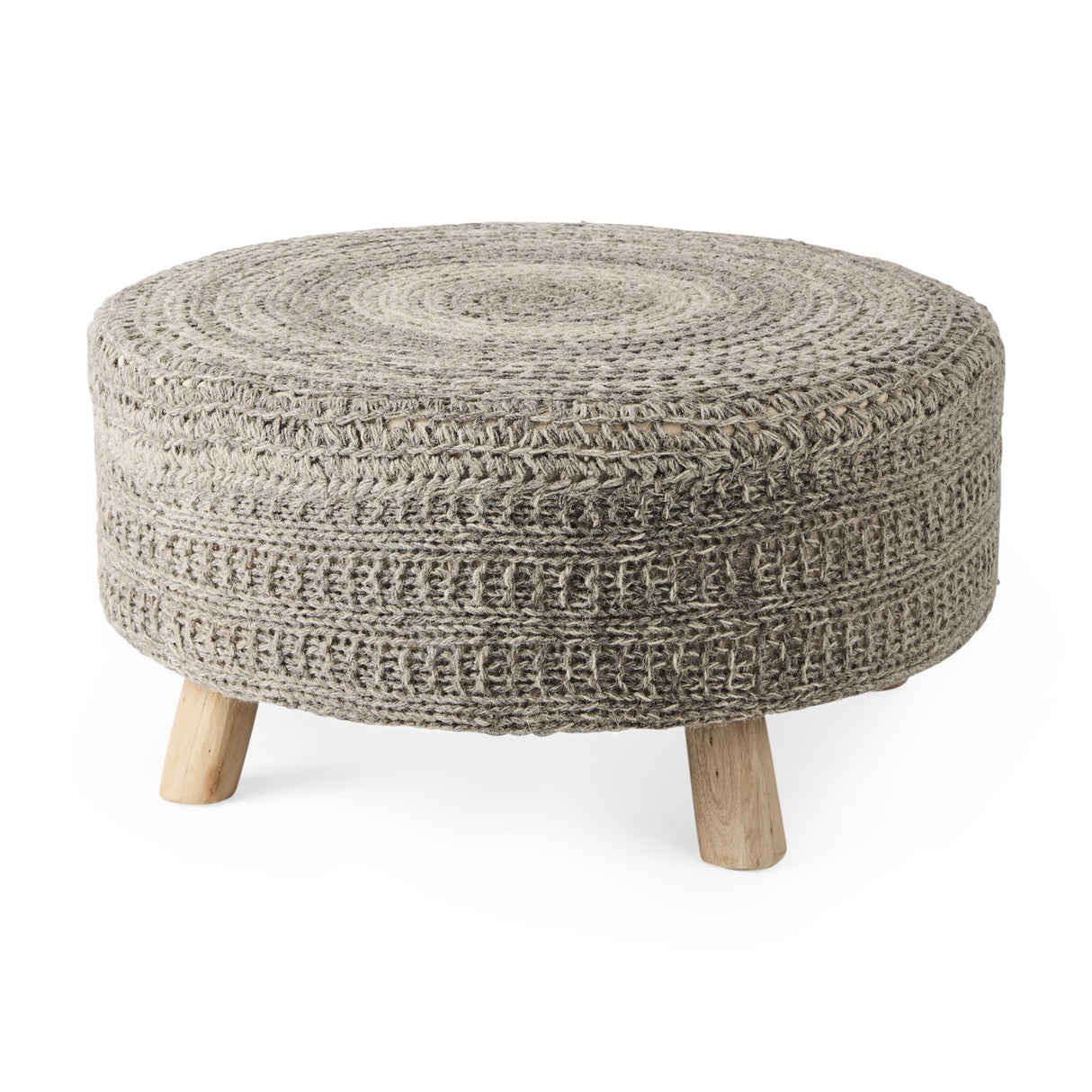 Bina 30.0L x 30.0W x 15.0H Dark Gray 4 Legged Wool Stool from Mercana - Luna Furniture