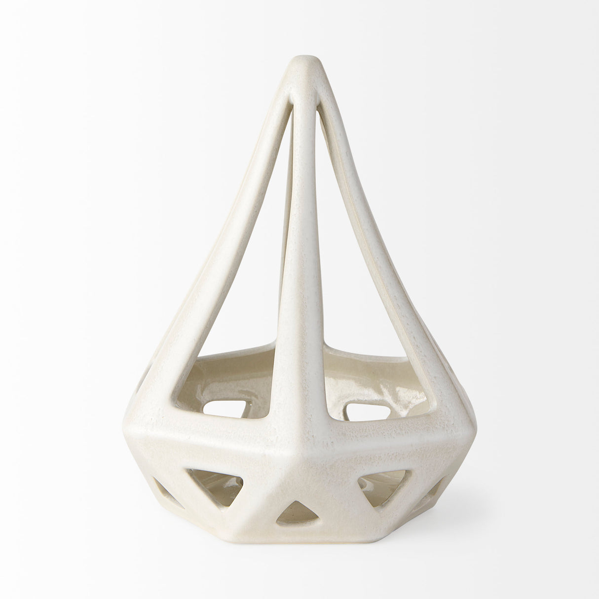 Hood 7.7L x 7.7W x 9.4H White Geometric Ceramic Object from Mercana - Luna Furniture