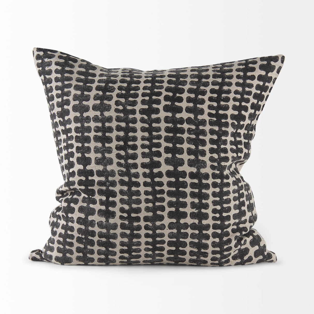 Miriam 18L x 18W Beige and Black Fabric Patterned Decorative Pillow Cover from Mercana - Luna Furniture