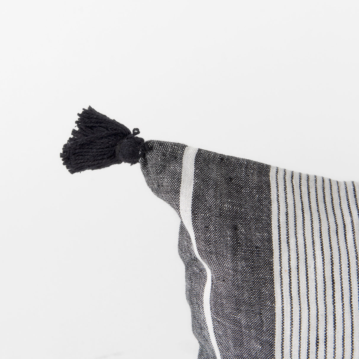 Kimia 14L x 26W White and Black Fabric Herringbone and Fringed Decorative Pillow Cover from Mercana - Luna Furniture