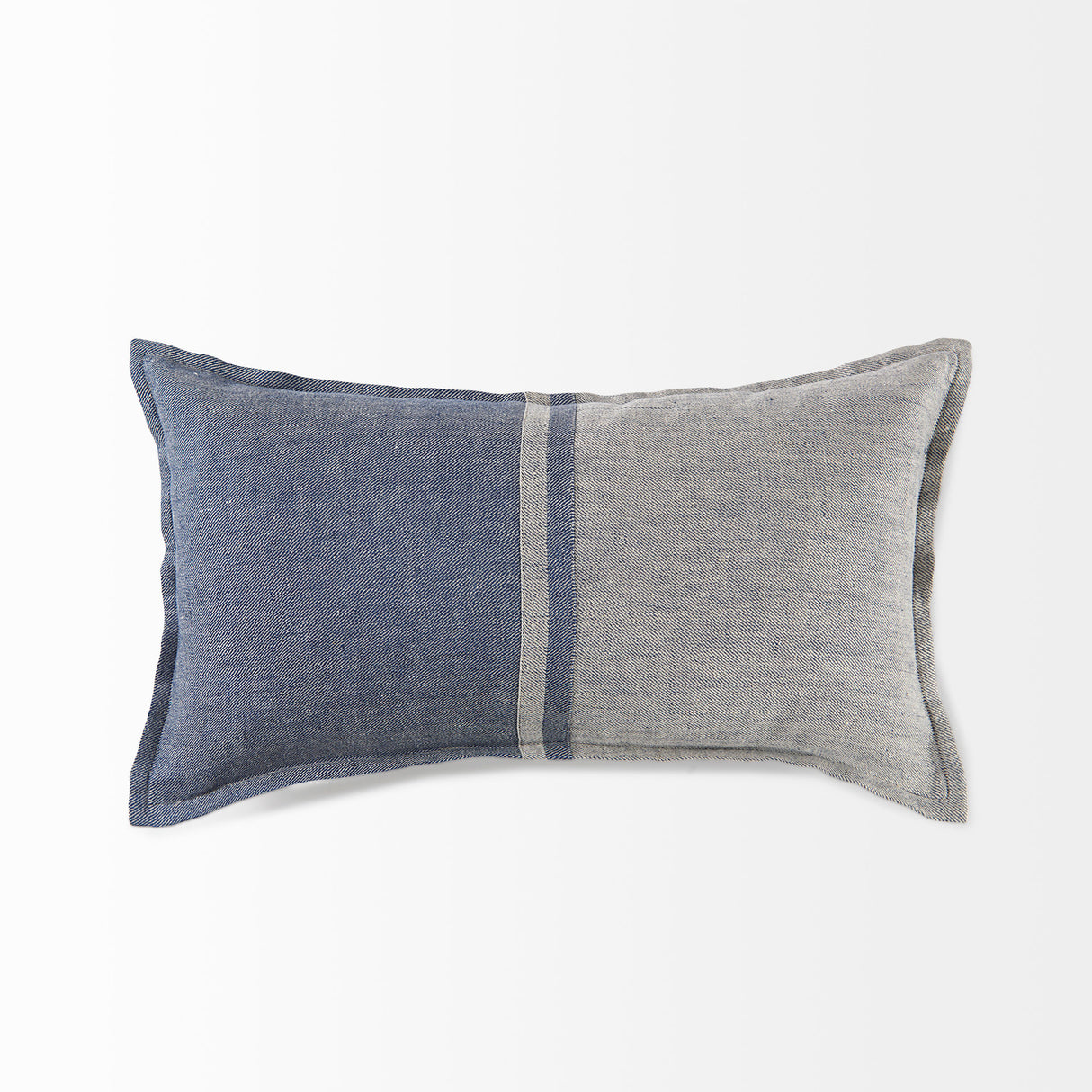 Aubrielle 14L x 26W Gray and Blue Fabric Color Blocked Decorative Pillow Cover from Mercana - Luna Furniture