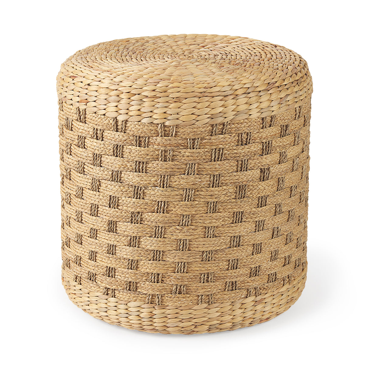 Michelle 17.7L x 17.7W x 17.7H Light Brown Woven Seagrass Round Pouf from Mercana - Luna Furniture